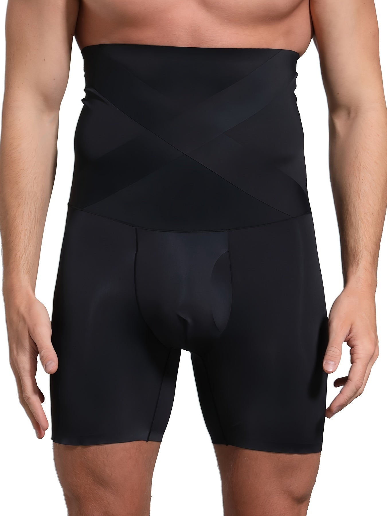 Men's High-Waist Slimming Shapewear Shorts Nylon Elastane Solid Sport