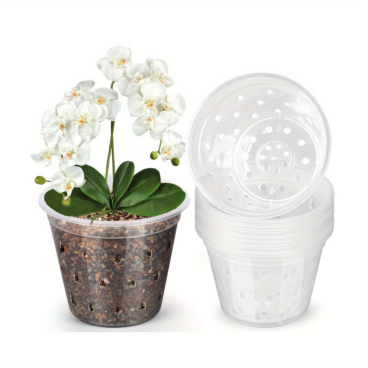 Set of 8 Transparent Plastic Seedling Pots with Drainage Holes in Various Sizes for Indoor and Outdoor Gardening