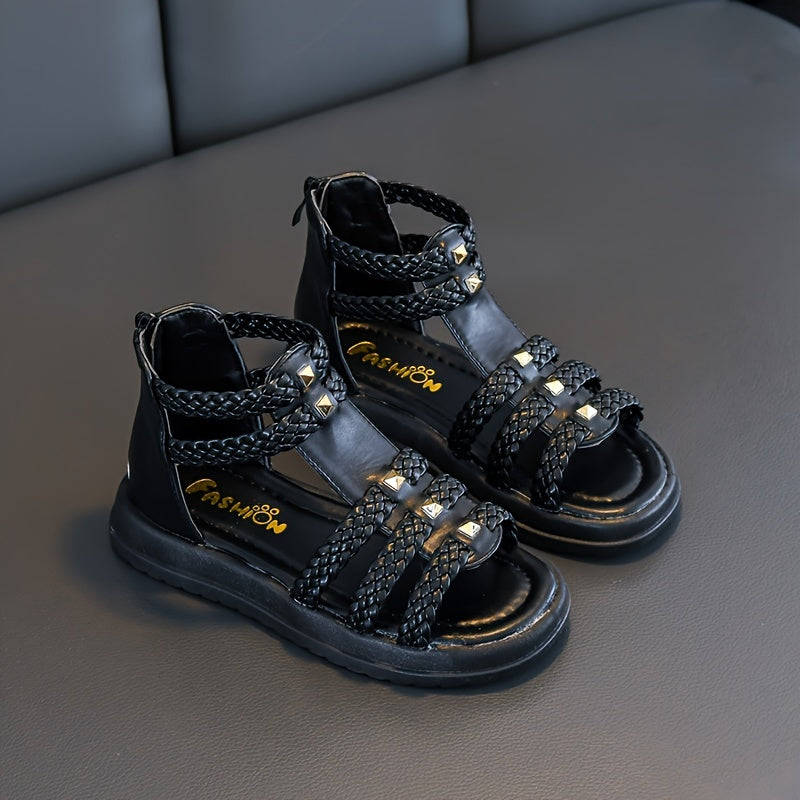 Girls Open-Toe Sandals with Non-Slip Rubber Sole for Beach Holiday