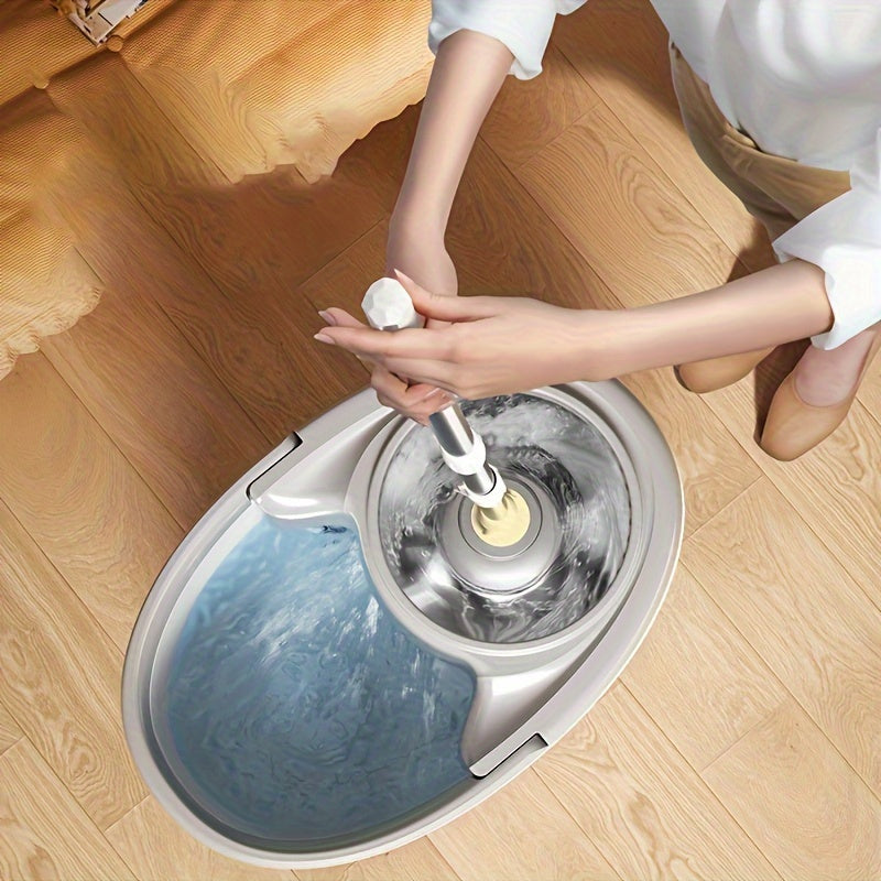 Quvvatli zanglamas po'latdan yasalgan aylanuvchi mopa to'plami, 3 ta qayta ishlatiladigan pad bilan - oshxona, hammom va yashash xonasi pollarini tozalash uchun ideal