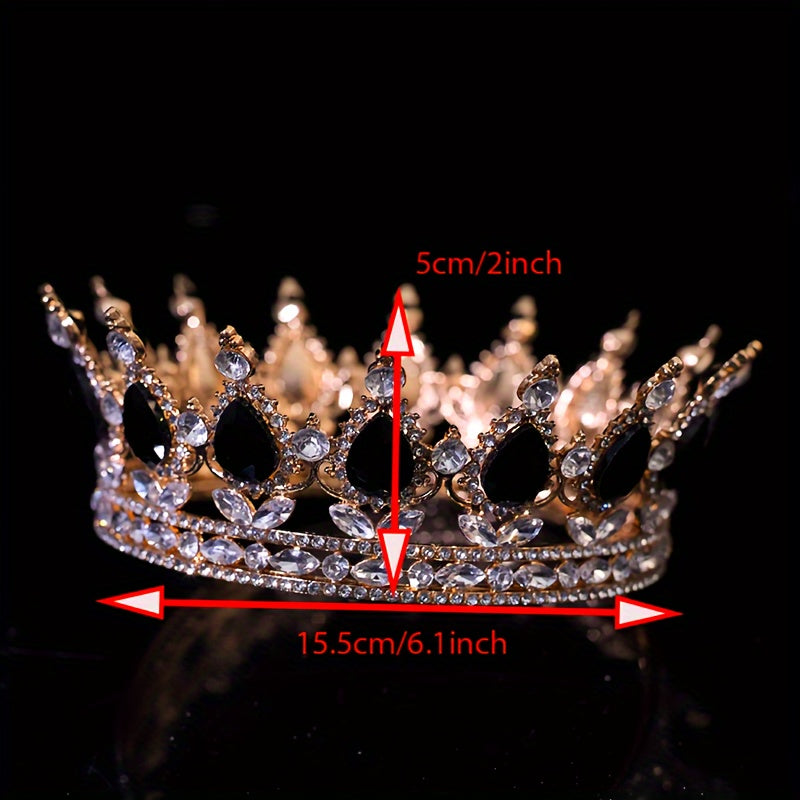 Bohemian Style Princess Tiara with Rhinestones and Colored Gemstones for Brides