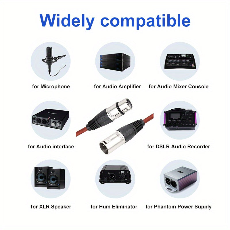 I-Zclive Premium XLR Audio Cable - Erkakdan Ayolga, Rux Qotishmasi, 3-Pin Balanslangan Mikrofon va Spiker Kabeli, Rekording Jihozlari, Preamplifikatorlar va Radio Stansiyalar uchun