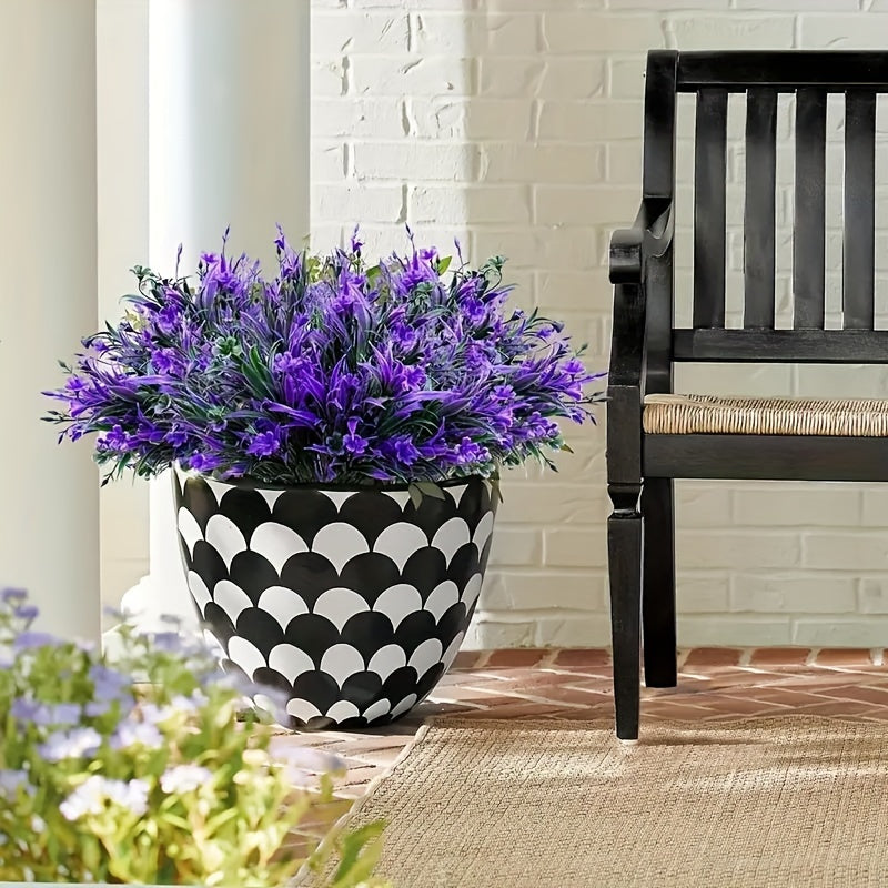 6 шт. искусственных букетов цветов, фиолетовые, защищены от ультрафиолета, реалистичные искусственные зелени для внутреннего и наружного декора