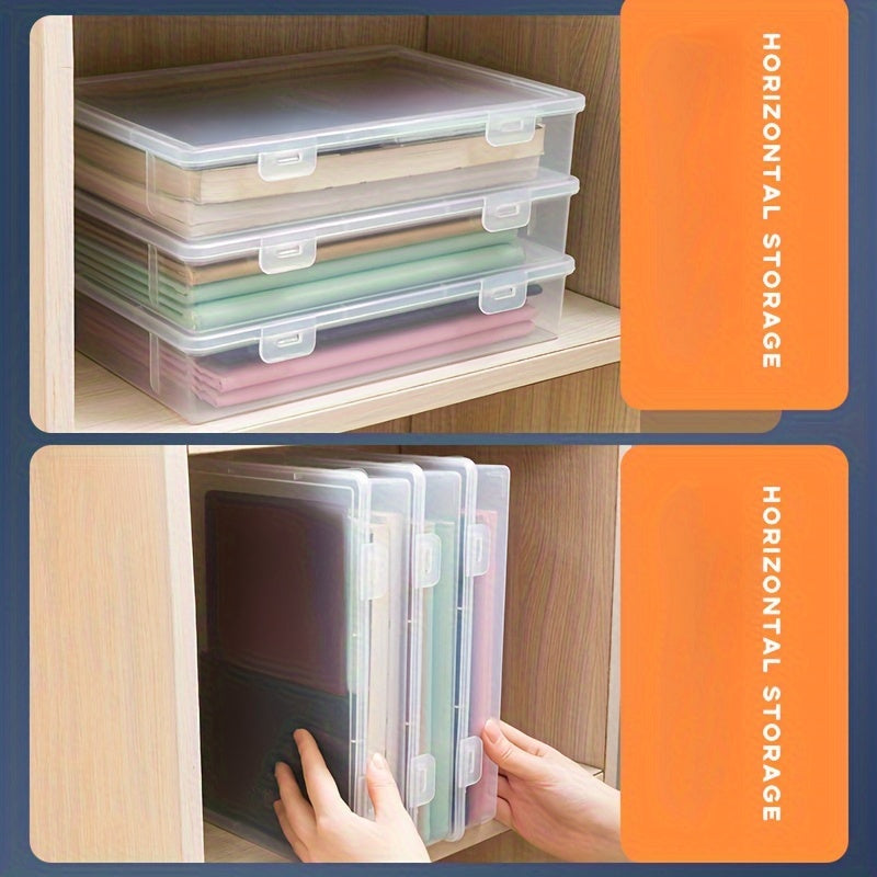 A4 Document Organizer Clear Plastic Storage Box Dust-Proof Lid Office Home Organization