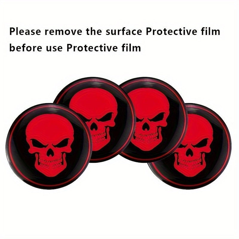 4pcs Car Wheel Center Hub Caps 56mm 3D Emblem Stickers Skull Cover