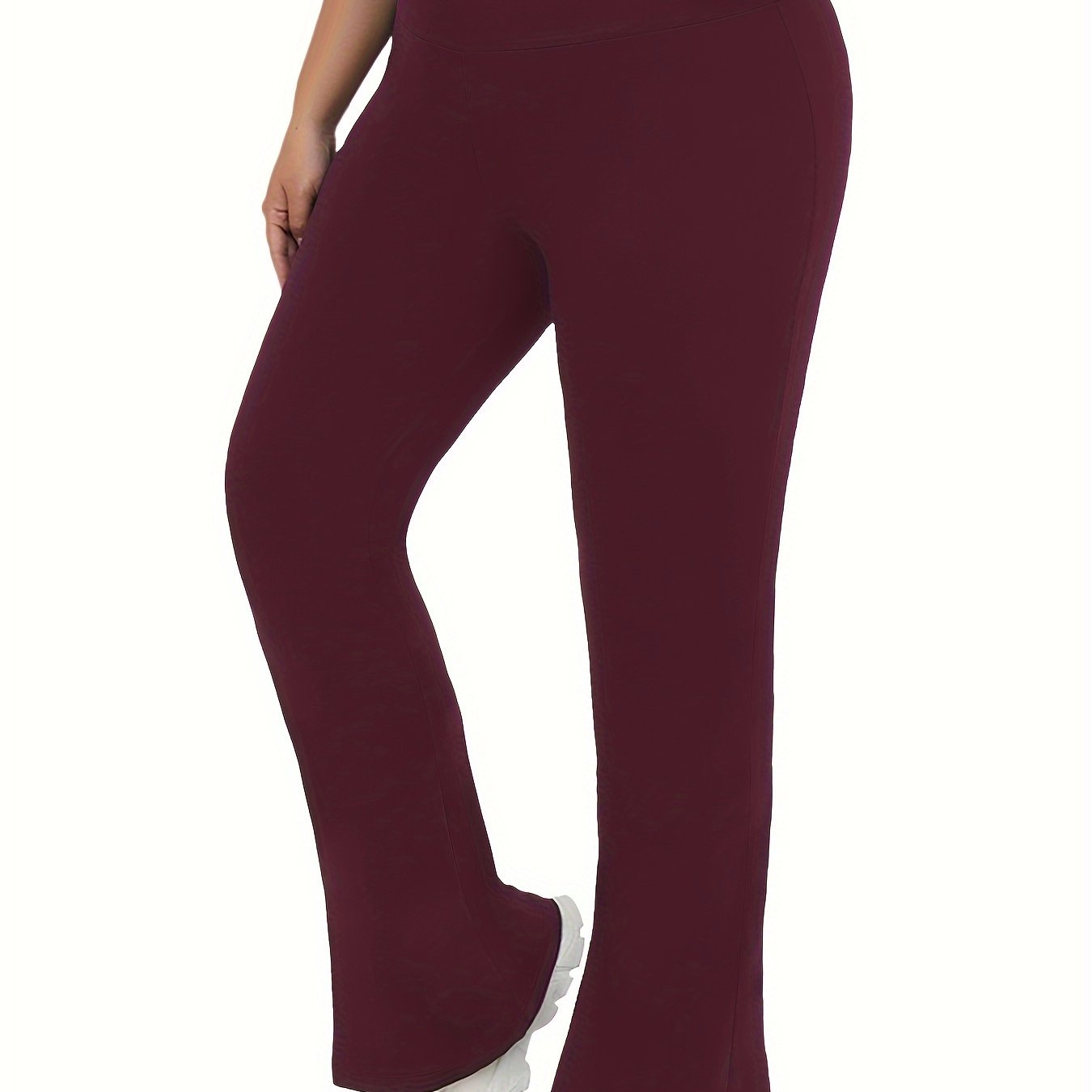 Plus Size Women's Soft High Waisted Flare Pants Tummy Control Bootleg