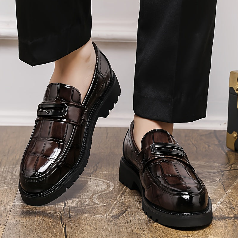 Erkaklar uchun minimalist biznes uslubidagi loaferlar, kauchuk taglik, sun'iy yuqori/ichki/qoplama, barcha mavsumlar uchun o'tkir burchak.