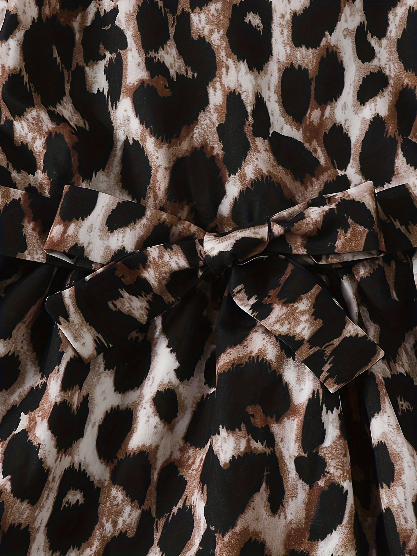 Girls Leopard Print Dress with Bow Belt for Party or Gift