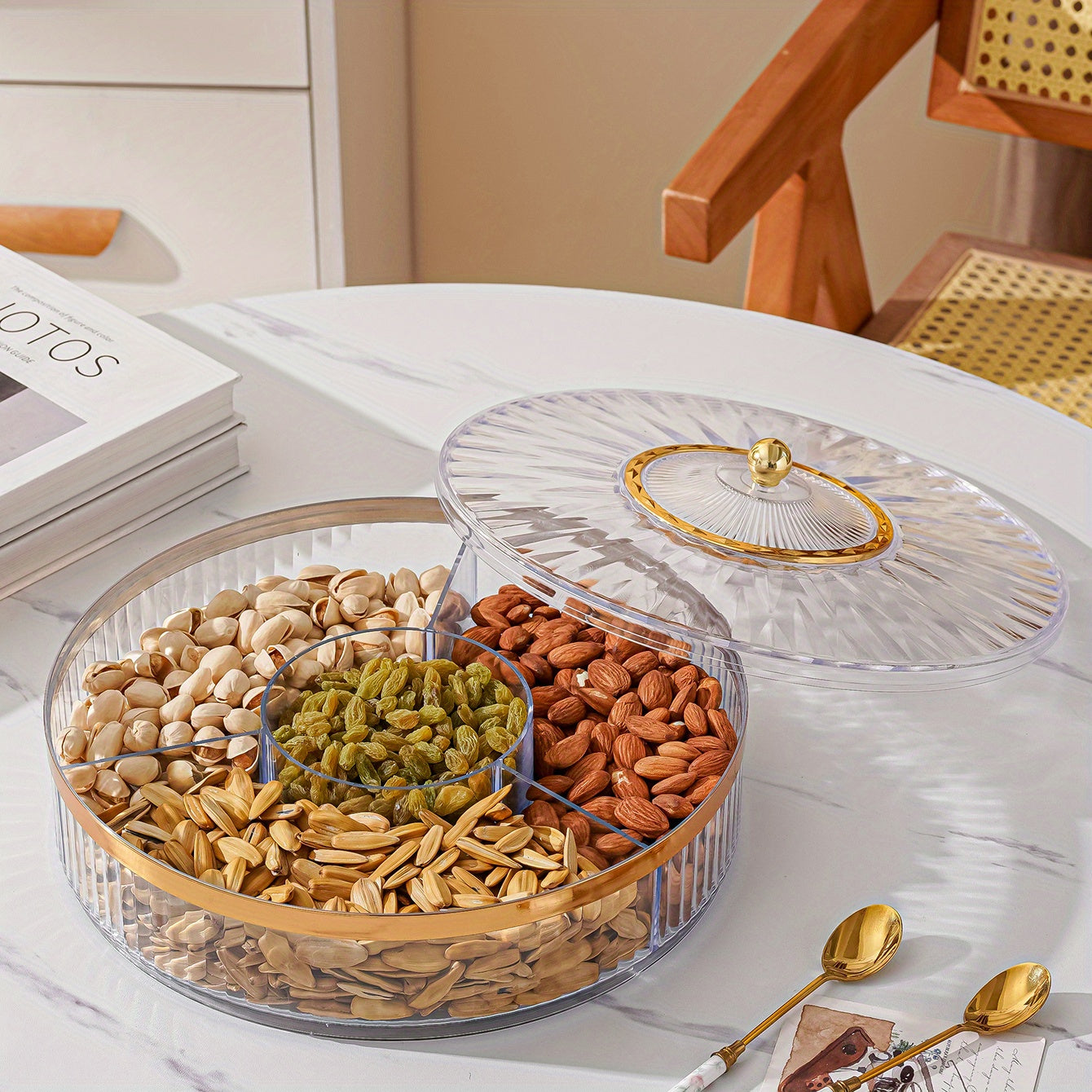 To'ylar, tug'ilgan kunlar va ziyofatlar uchun qopqog'li shirinliklar saqlash qutisi 10.53 dyuym