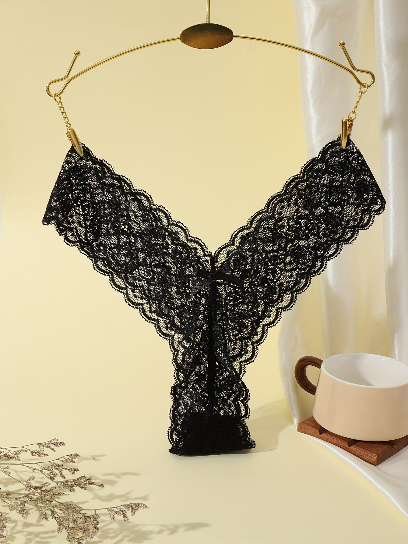 Tanga de encaje para mujer de cintura baja, lencería y ropa interior para mujer