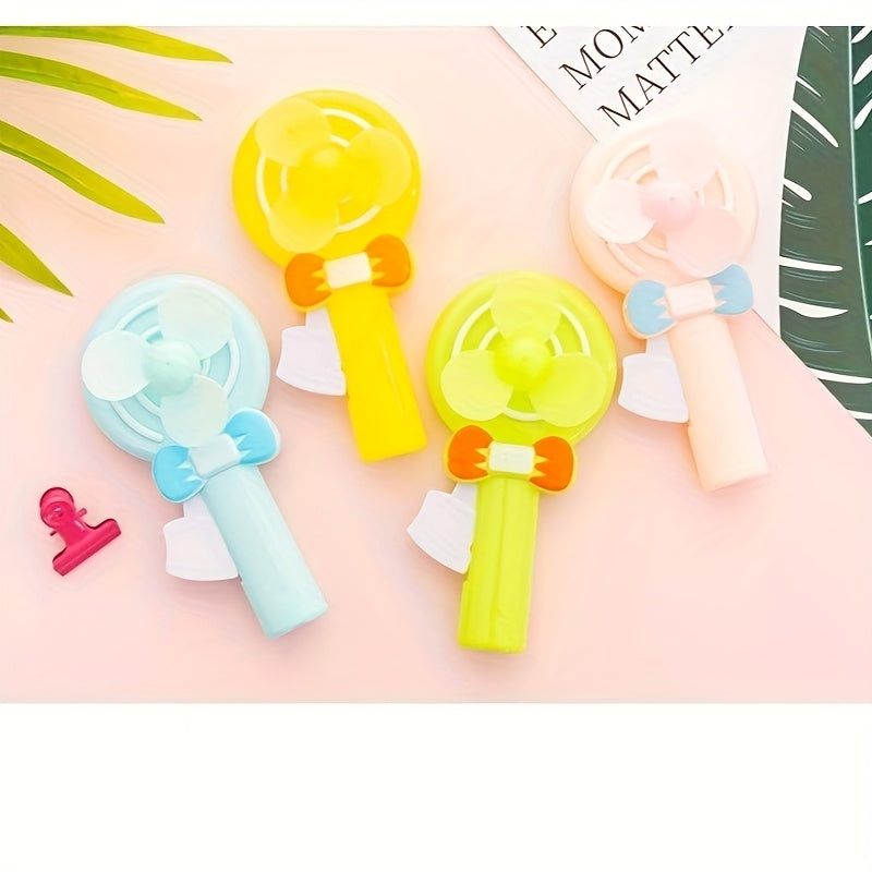 Mini Hand-Press Fan Cartoon Lollipop Design Portable No Power Needed