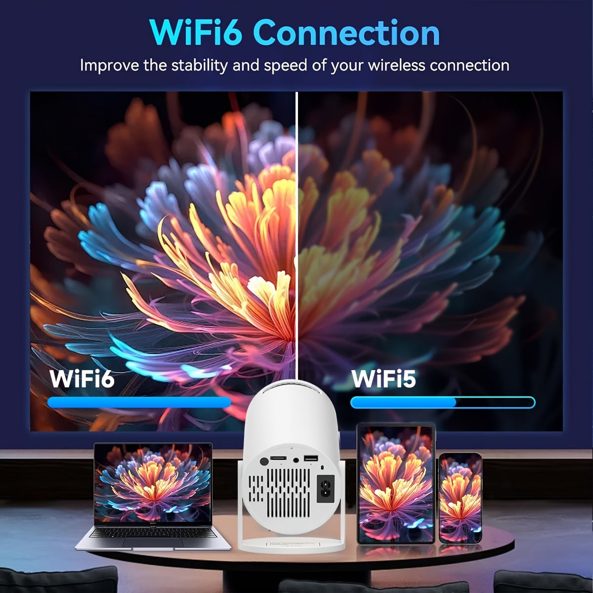 Мини портативный HD проектор 4K с поддержкой беспроводной связи Android 11 150ANSI