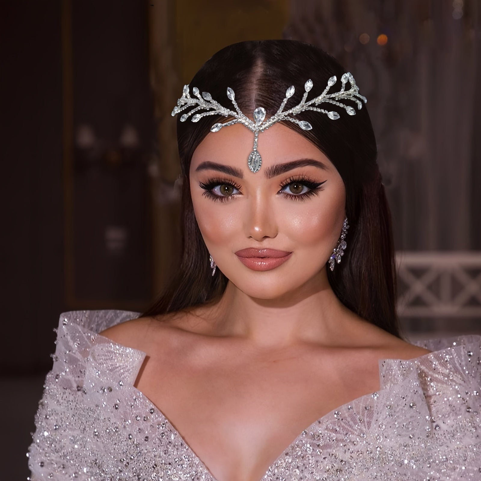 Kuyov Rhinestone Tiarani bosh bandi To'y soch aksessuarlari Oyoq sochli taqsimlash