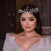 Diadema de pedrería nupcial, accesorios para el cabello de boda, colgante para la frente