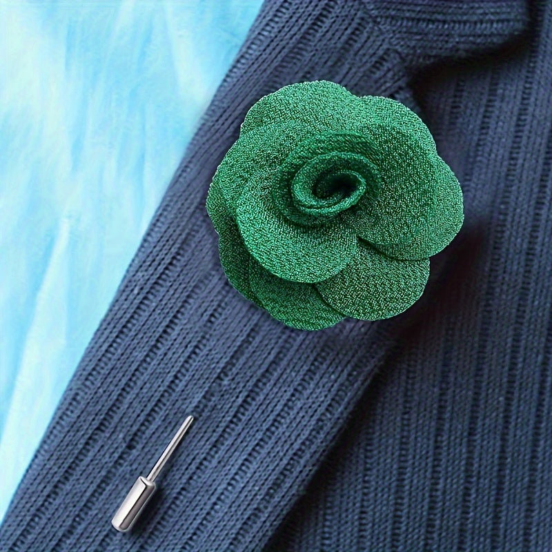Set of 12 Fabric Flower Brooches in Assorted Colors for Women's and Men's Suit Accessories