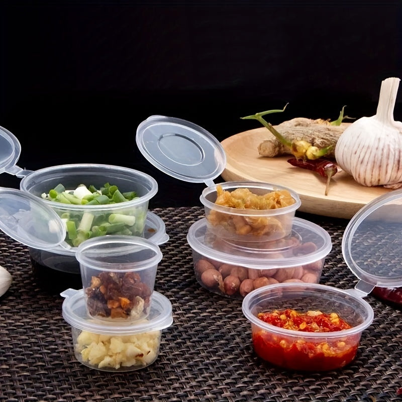 50 Clear Disposable Sauce Cups for Sauces Yogurt Pudding Sampling Takeaway