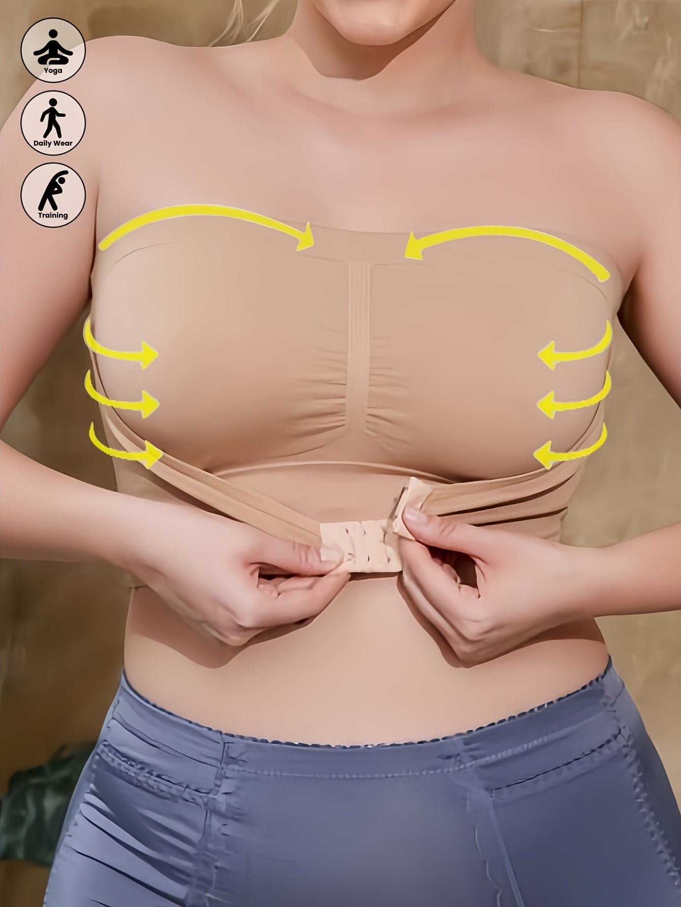 Women's Wireless Sports Bra Breathable Seamless Plus Size Adjustable Closure