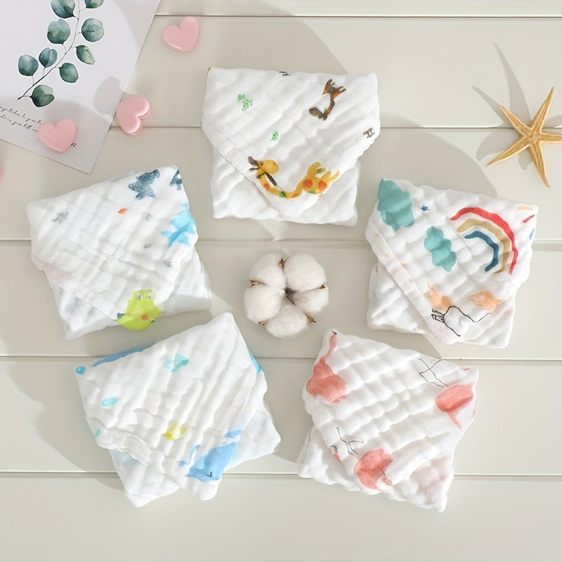 Set of 5 Cotton Muslin Baby Washcloths Soft Face Cloths for Newborns 30x30 cm