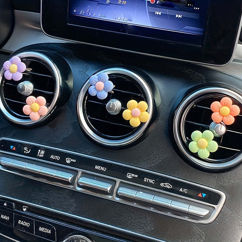 6pcs Cartoon Flower Car Air Vent Decorations Interior Accessories