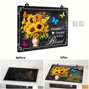 Heat Resistant Stove Top Cover Sunflower Design 28.5x20.5 Inches Anti-Scratch Dishwasher Safe