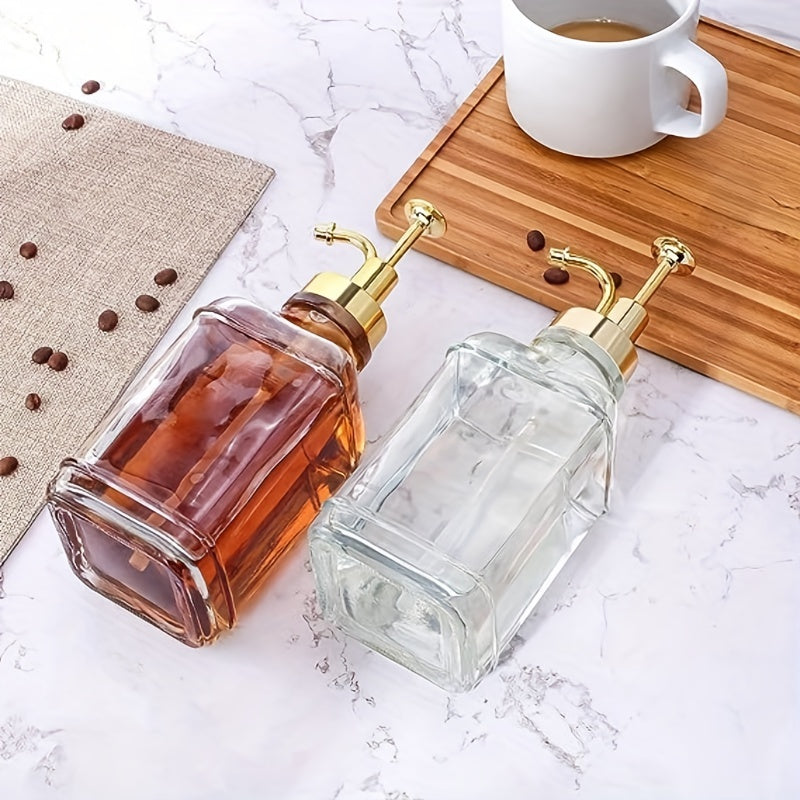 2 Pack 500ml Square Glass Dispenser Bottles for Syrup Milk Tea Soap White