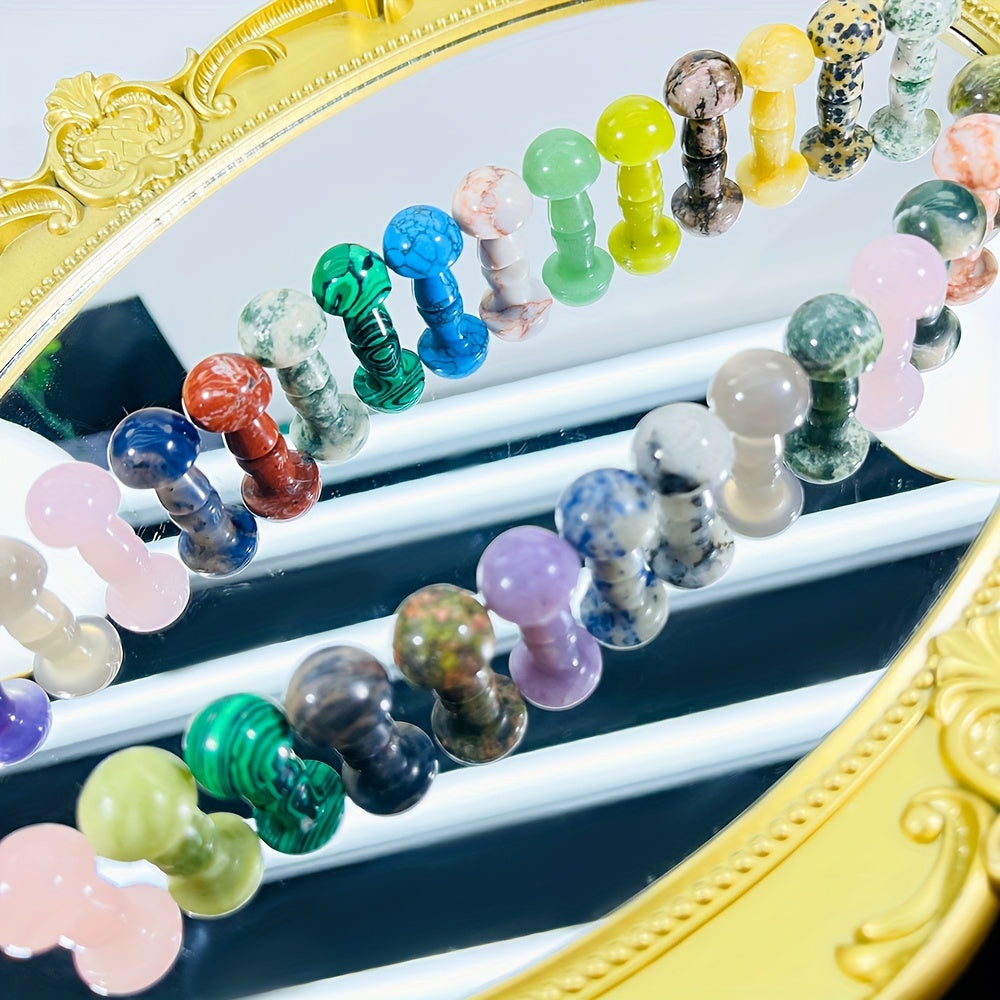 Juego de 20 cuentas de cristal artificial mini setas talladas a mano, gemas falsas para decoración del hogar