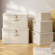 Oxford Cloth Storage Box with Lock Collapsible Clothes Organizer Under-Bed Wardrobe Partition