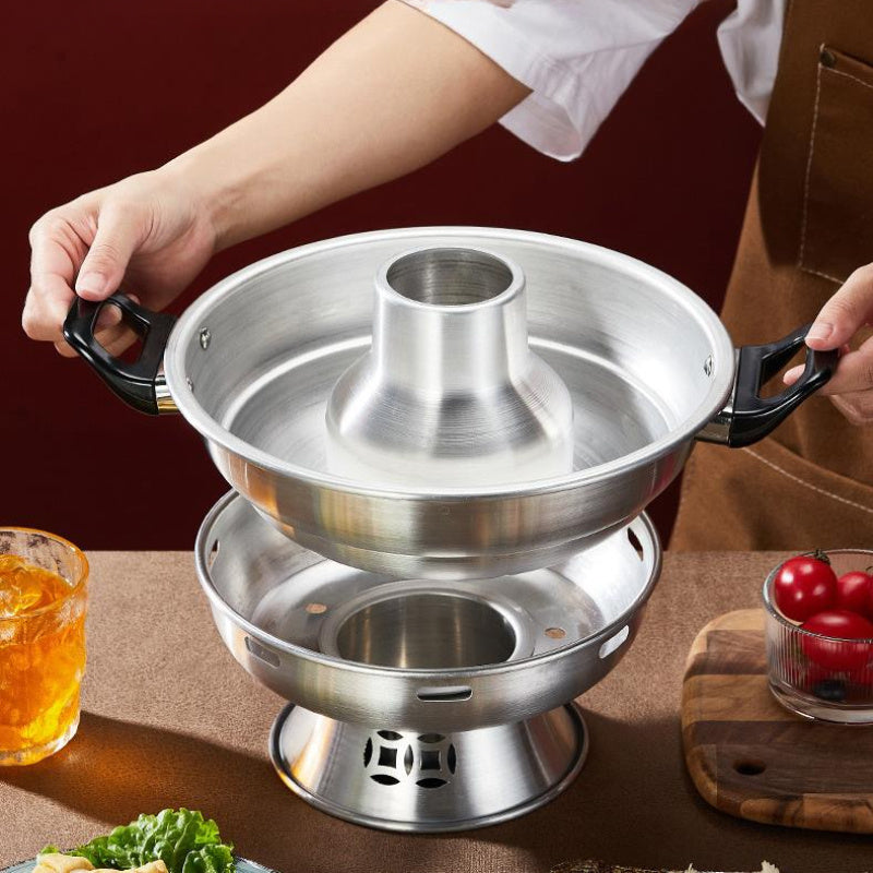 Portable Aluminum Hot Pot Set for Camping and Family Gatherings