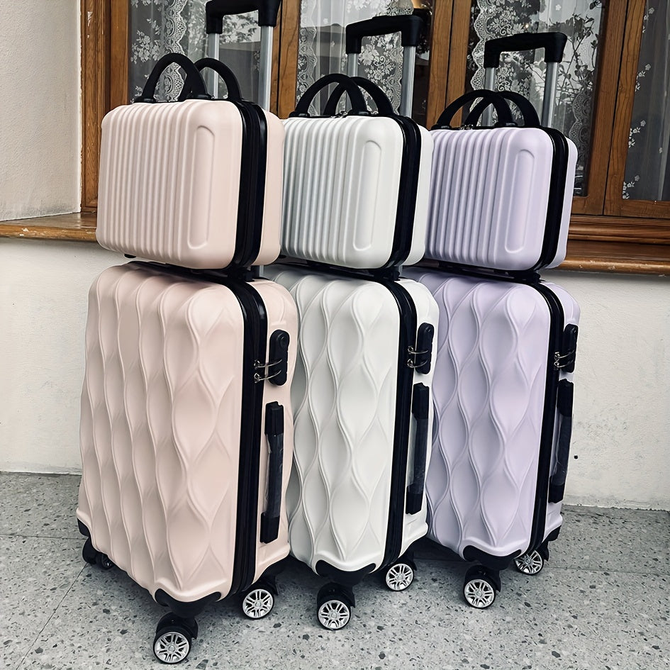 2-Piece ABS Hardside Luggage Set with Spinner Wheels 20 Inch White Lightweight Lockable