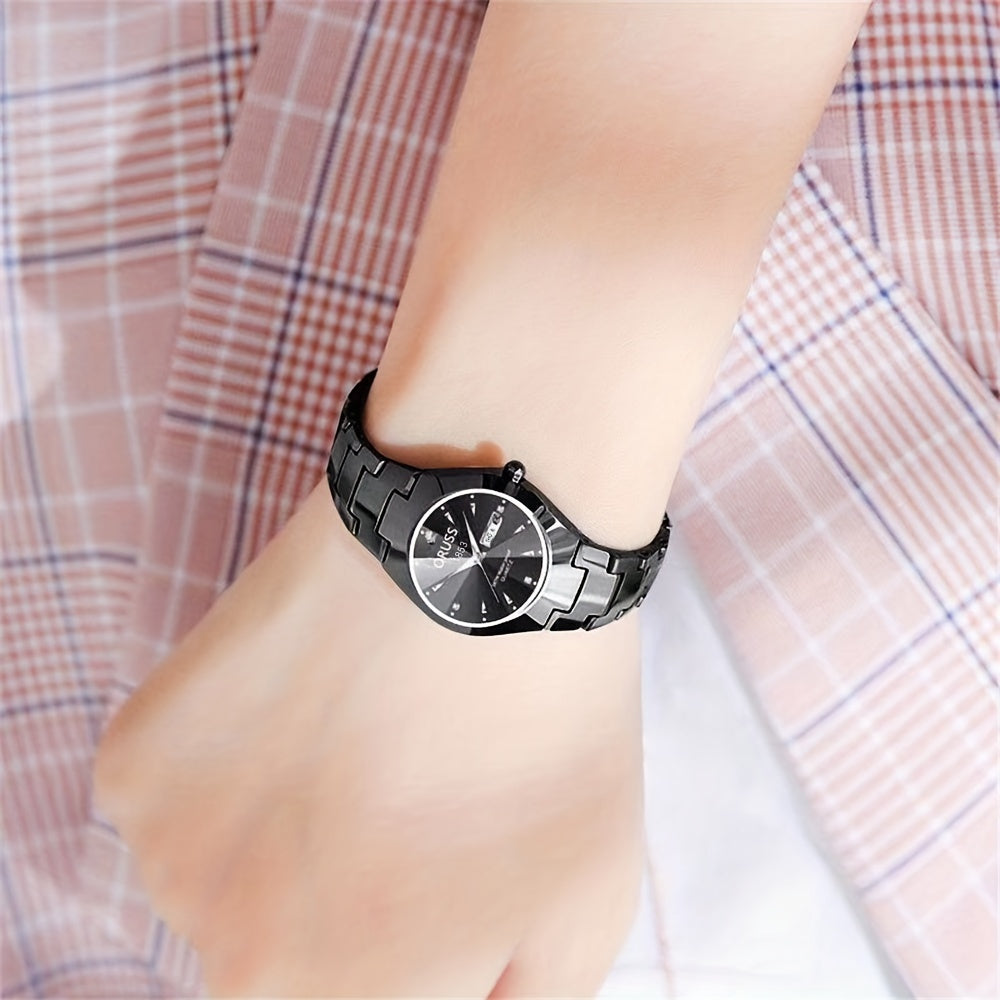 Women's All-in-One Steel Watch with Quartz Movement and Classic Design