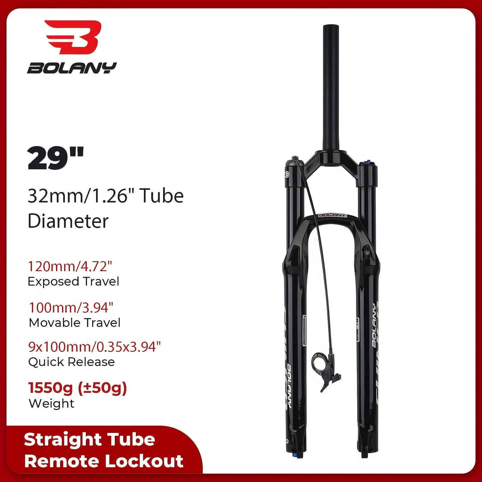 Mountain Bike Air Suspension Fork 120mm Travel Aluminum Alloy Black Universal Fit