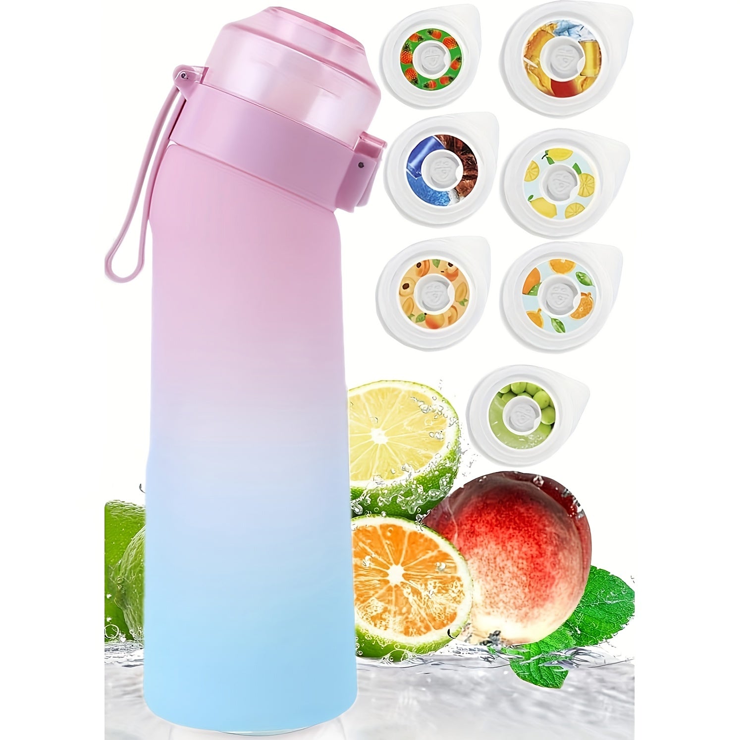 Water Bottle Set with 7 Fruity Scented Flavors for Outdoor Sports