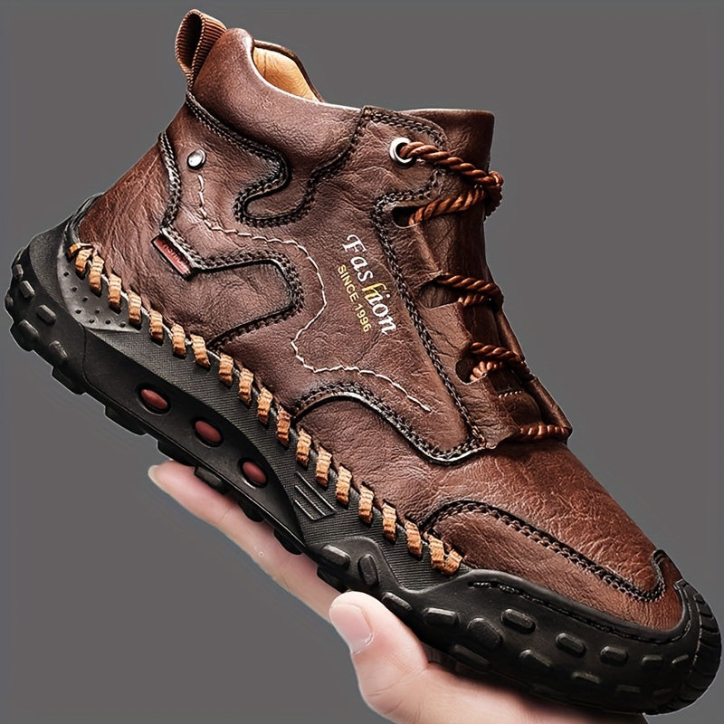 Men's Trail Running Sneakers Rubber Sole Microfiber Synthetic Leather Casual All-Season