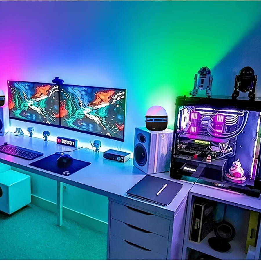 Turli galaktika yoritish effektlariga ega Aurora proyektori, o'yin xonalari, partiyalar va yotoqxonalarga ideal, xona va uy dekoratsiyasi uchun LED yoritish proyektori sifatida.