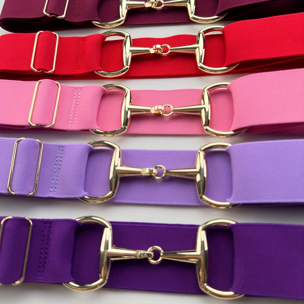 Women's Equestrian Waist Belt with Golden Metal Buckle Fashion Girdle Accessory