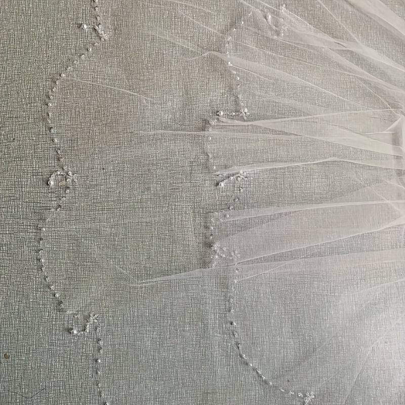 Women's Romantic Wedding Headpiece with Beaded Edge and Bridal Veil