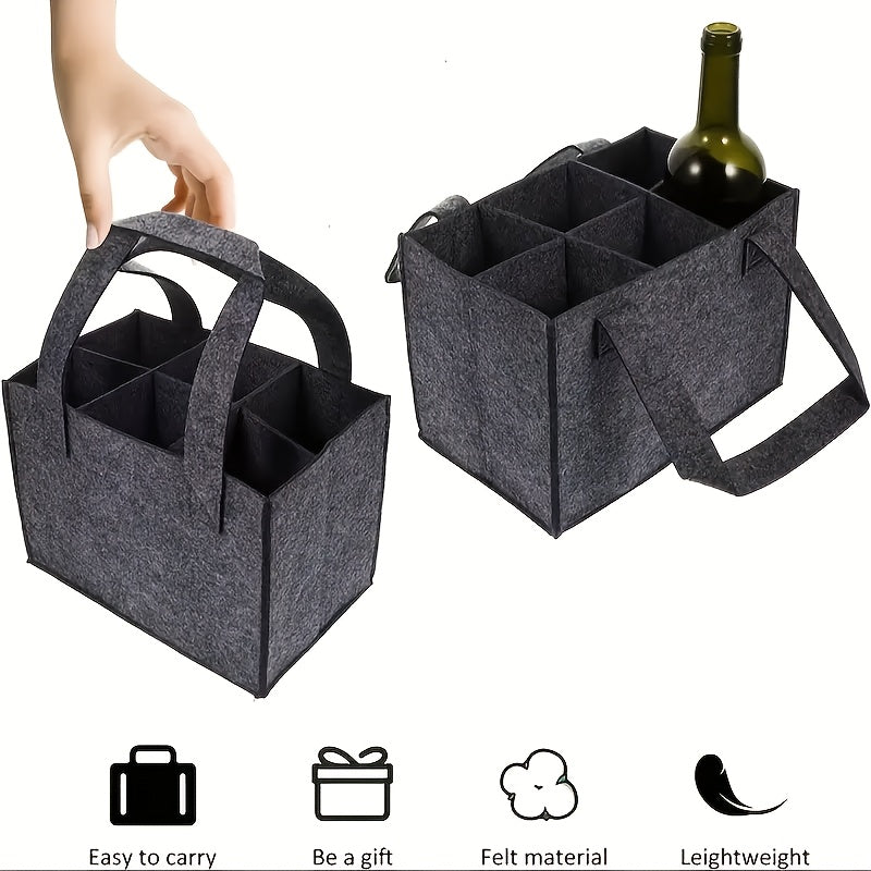 Felt Wine and Beer Bottle Tote Holds Up to 6 Bottles Portable Lightweight Travel
