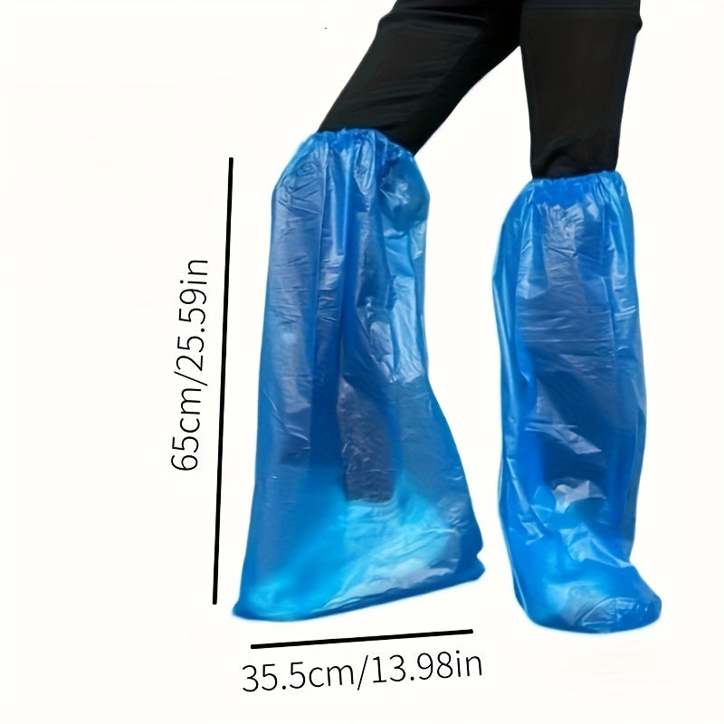 10Pcs Waterproof Shoe Covers Clear Plastic Lightweight Non-Slip Blue White