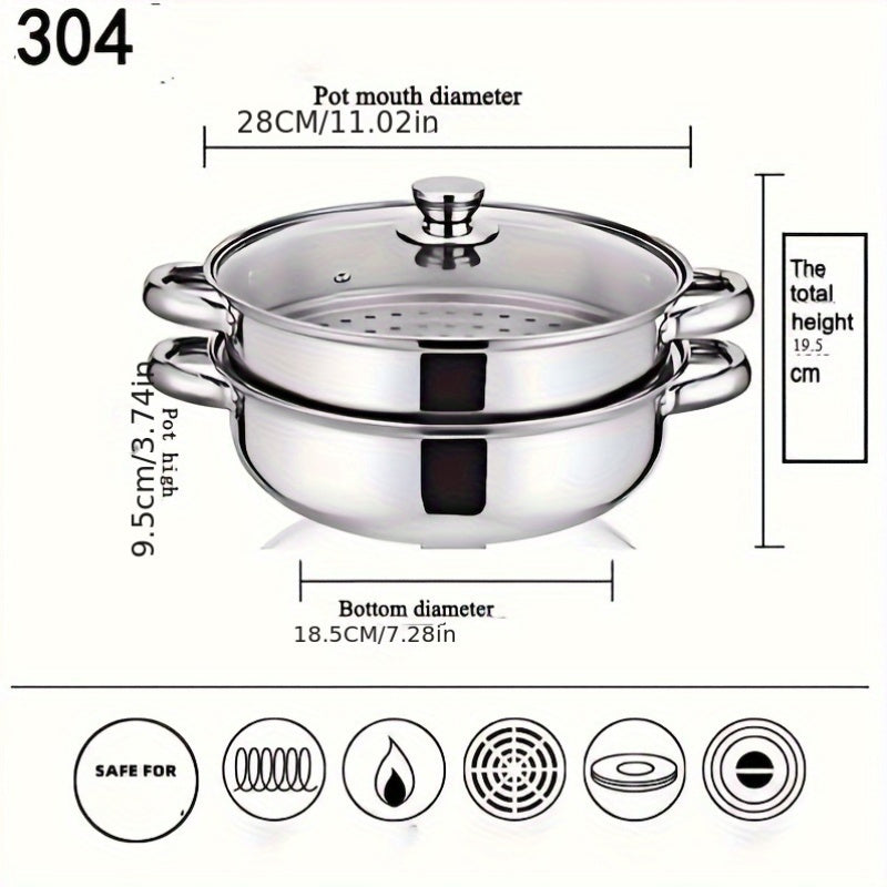 Stainless Steel Multipot with Steamer Basket Double Layer Soup and Steam Pot
