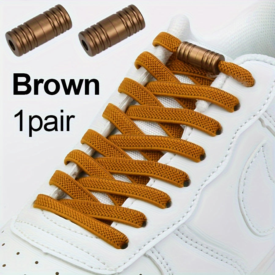 Unisex Nylon No-Tie Shoelaces with Adjustable Metal Buckles 1 Pair