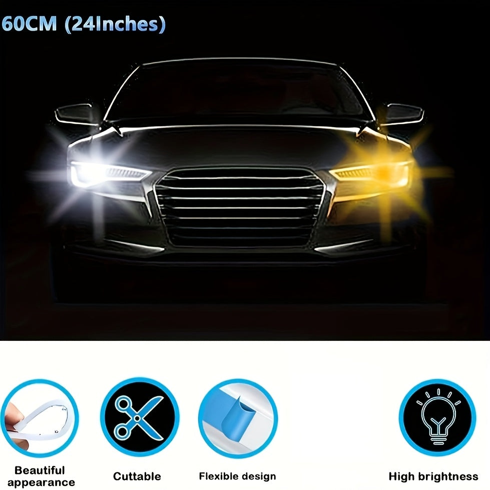 2 шт. 12V светодиодные ленты гибкие белые желтые автоиндикаторы для окружающего декора