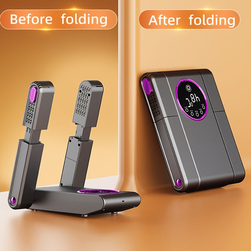 HOTU Qaytariladigan Poyabzal va Poyabzal Quruqchi/Isituvchi: 360° Tez Quruq, Doimiy Harorat, Vaqtli Quruq. Yevropa Standartiga mos kvadrat shakl. Joyni tejaydigan, batareyalar kerak emas.