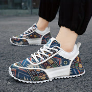 Women's Casual Sneakers Breathable PU Canvas Low Top Lace-Up Non-Slip All-Season