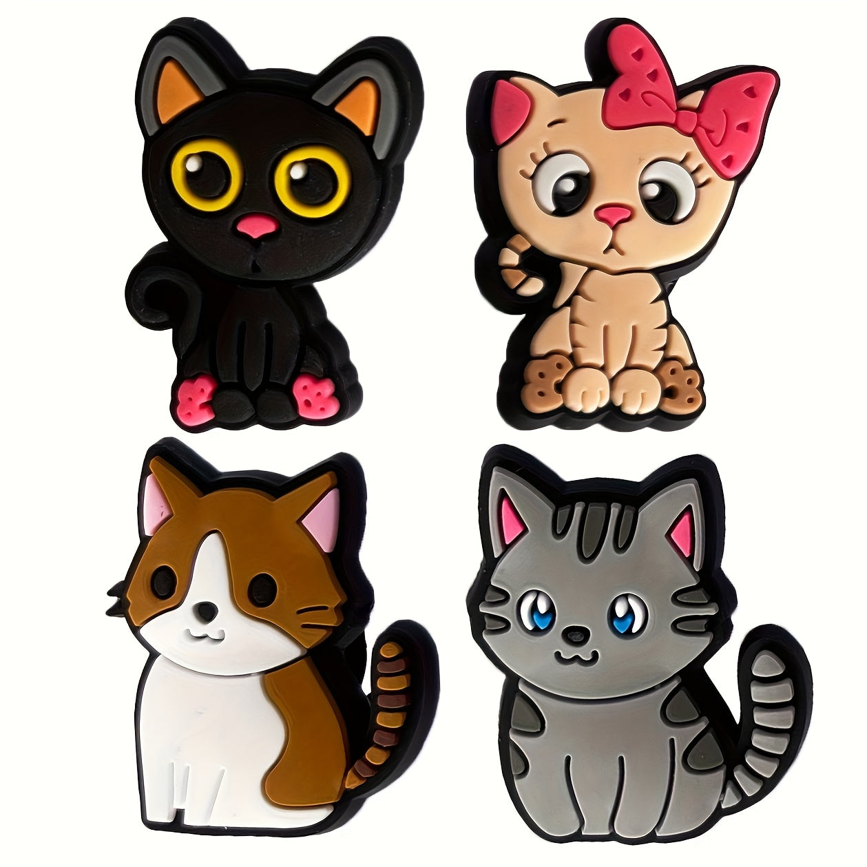 30Pcs Kids Pink PVC Cat Shoe Charms Colorful Animal Shoe Accessories