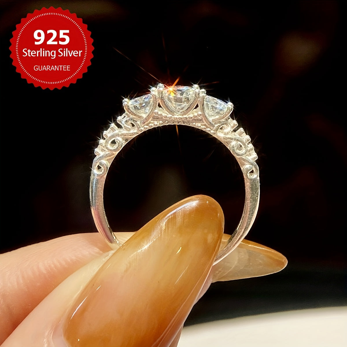 Sterling Silver Moissanite Engagement Ring for Women Wedding Anniversary Jewelry