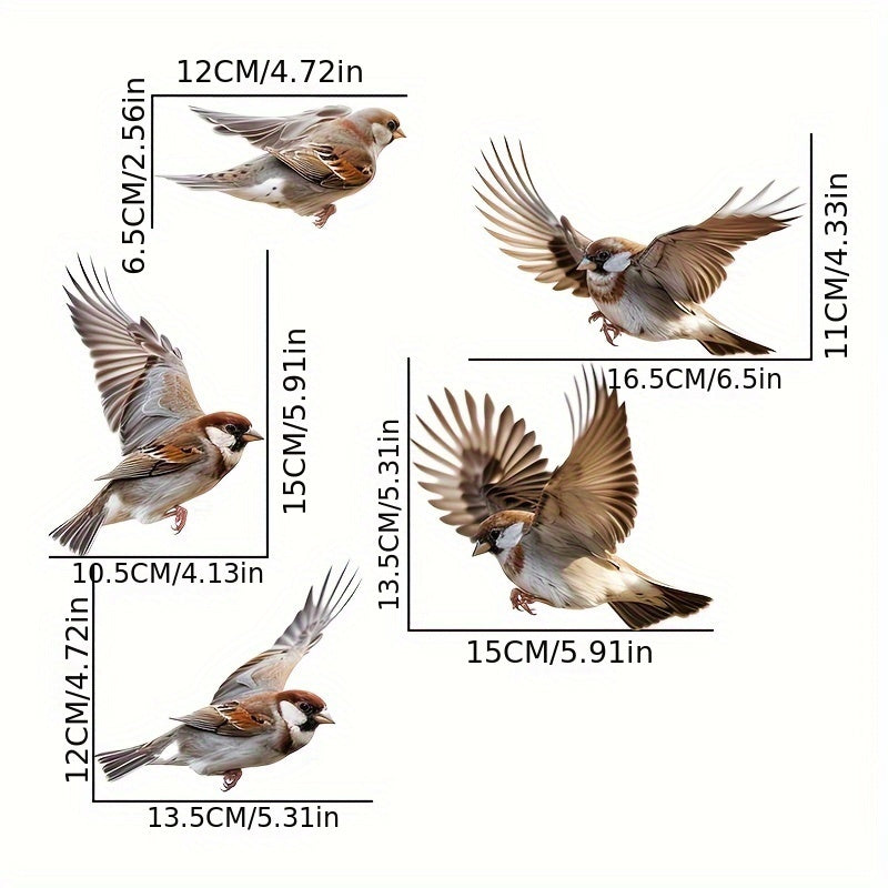 Sparrow Window Decals Easy-to-Apply Decorative Art for Home or Office