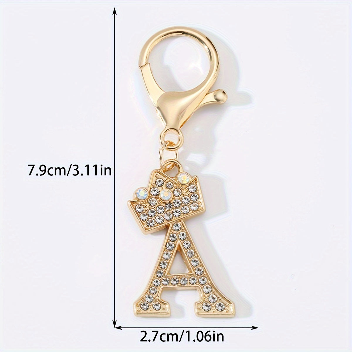 Men's Zinc Alloy Keychain with Artificial Diamond Crown and Letter Charms