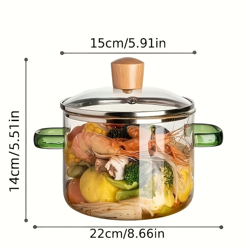 Izolyatsiyalangan Shisha Sho'rva va Salat Qozoni, Ikki Yog'och Tutqichi bilan - Uy Oshxonalari va Restoranlar uchun Ideal