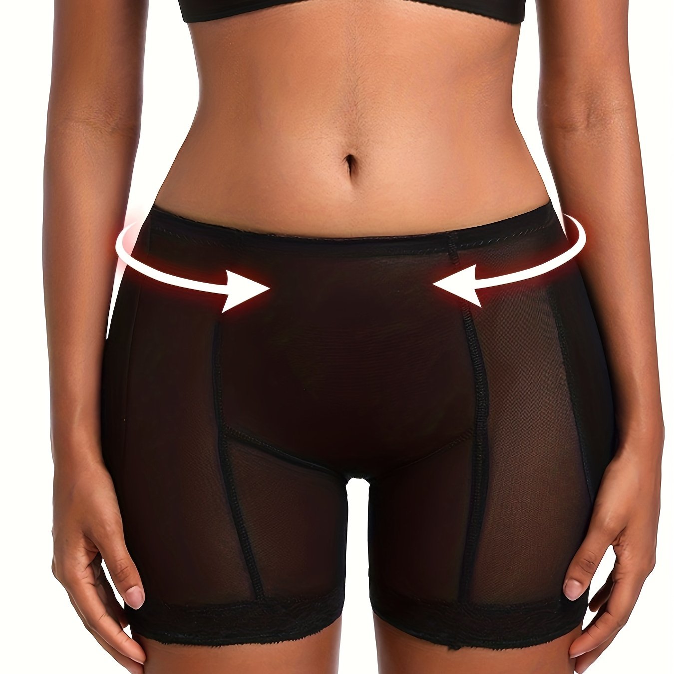 Women Mesh Shaping Shorts Tummy Control Butt Lifting Knit Fabric Solid