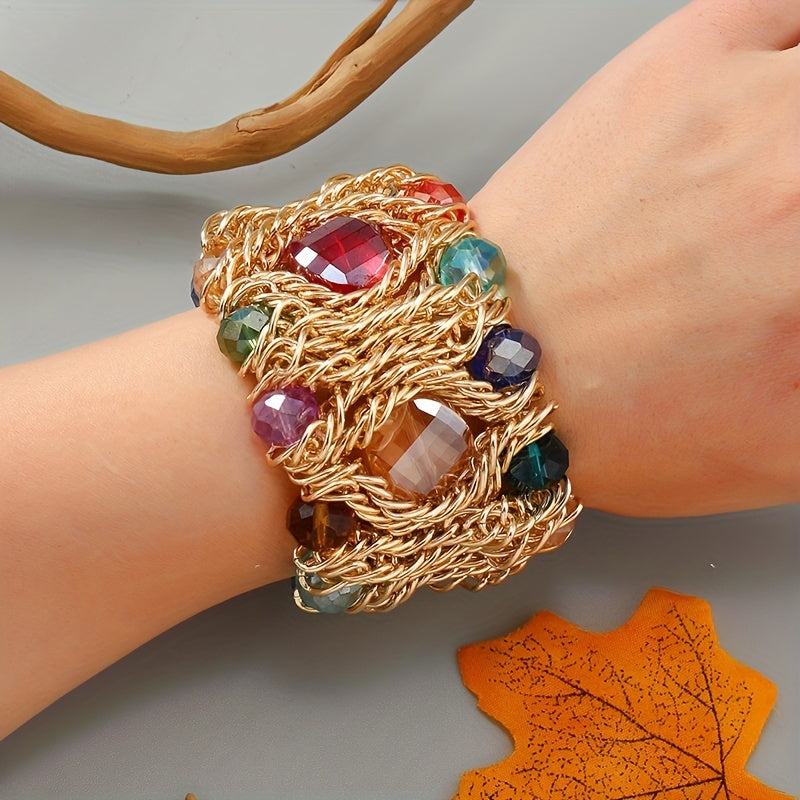 Women’s Boho Bracelet with Artificial Crystals Elegant Bohemian Jewelry for Daily Wear